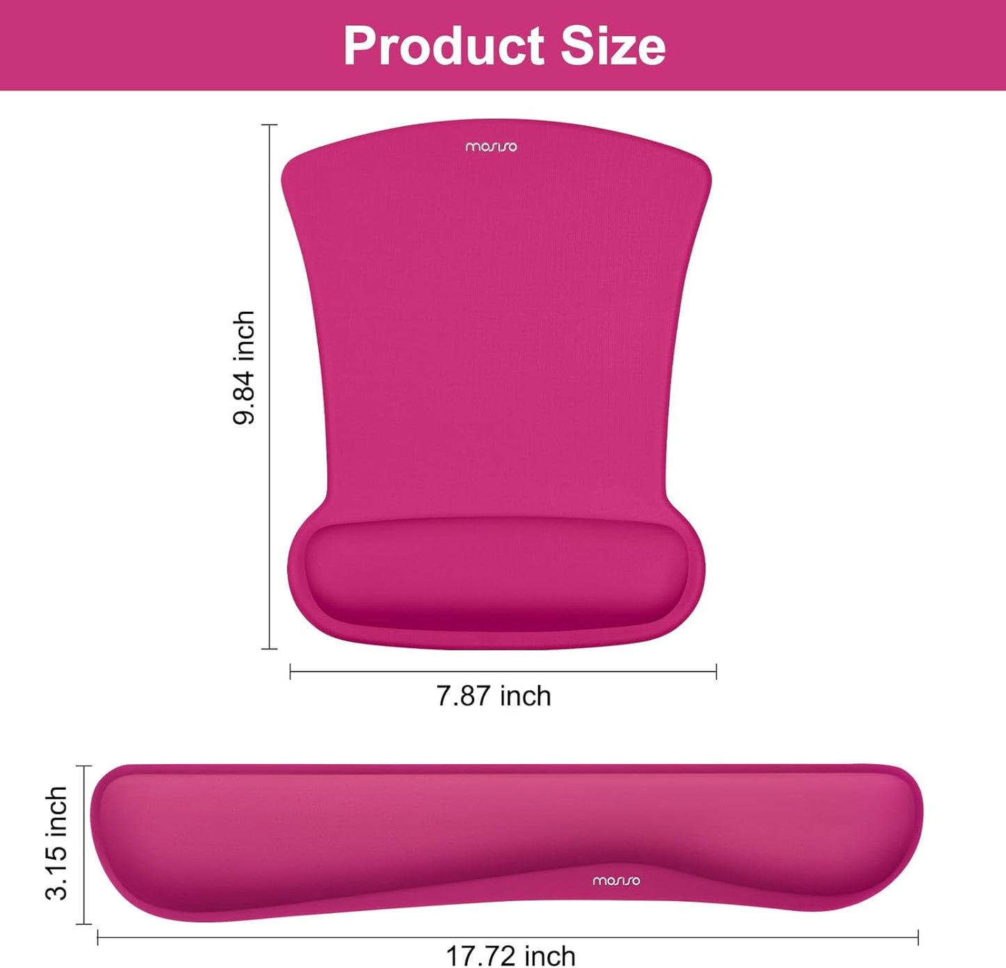 MOSISO Wrist Rest Support for Mouse Pad & Keyboard Set, Ergonomic Mousepad Non-Slip Base Home/Office Pain Relief & Easy Typing Cushion with Neoprene Cloth & Raised Memory Foam, Black