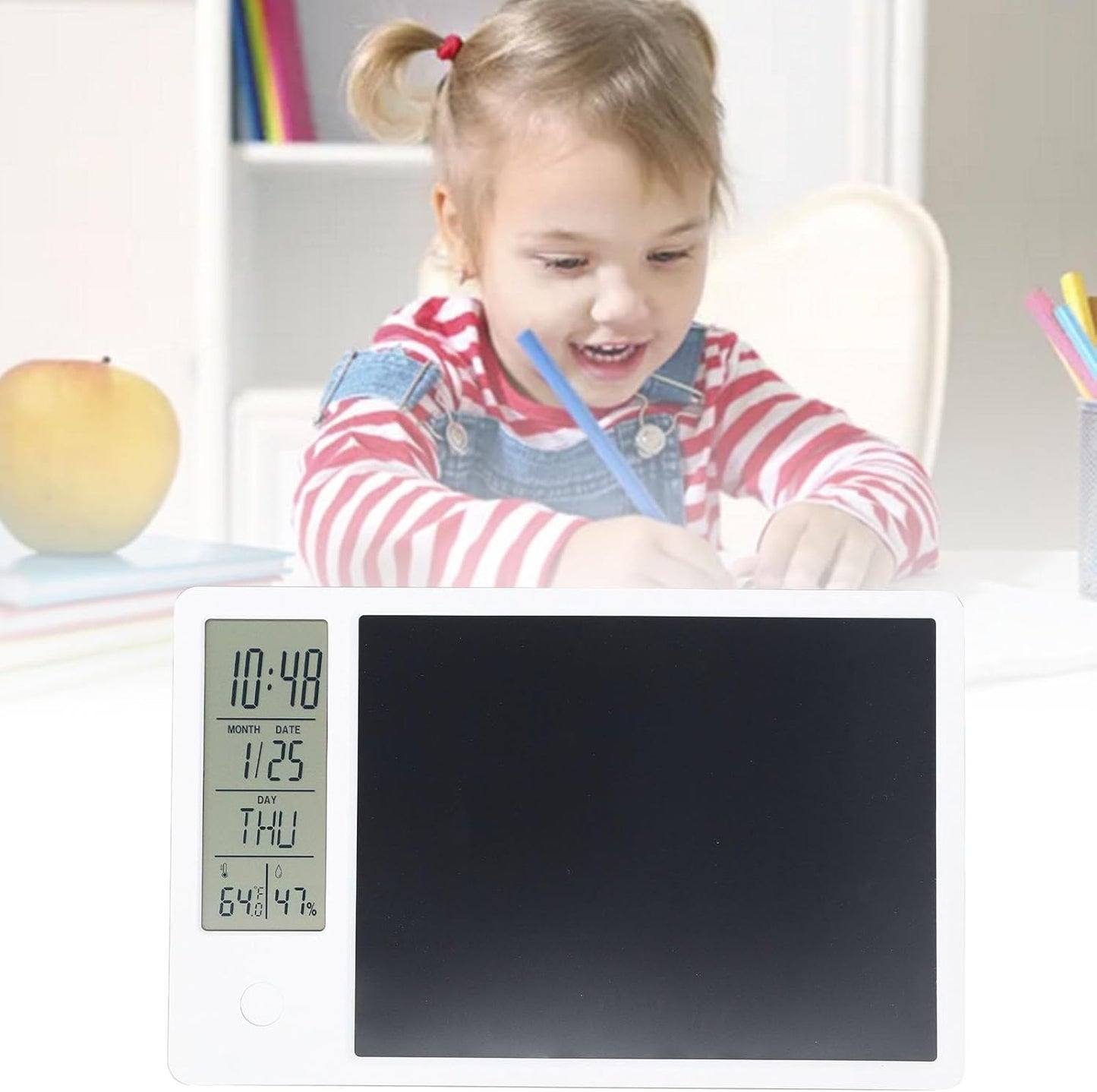 Tissting Digital Calendar Memo Board 8.5x11in/21.6x27.9cm LCD Writing Pad with Time Temp Display - Rechargeable Desktop Organizer for Office Home Electronic Paperless Note Taking Planning Tool