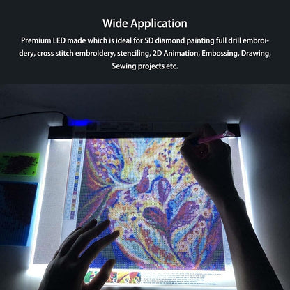 A4 Light Pad for Diamond Painting - Sponake Light Board Tracing with 3 Level Brightness Apply to Full Drill & Partial Drill 5D Diamonds Art - Craft, Sketching, Animation,Weeding Vinyl