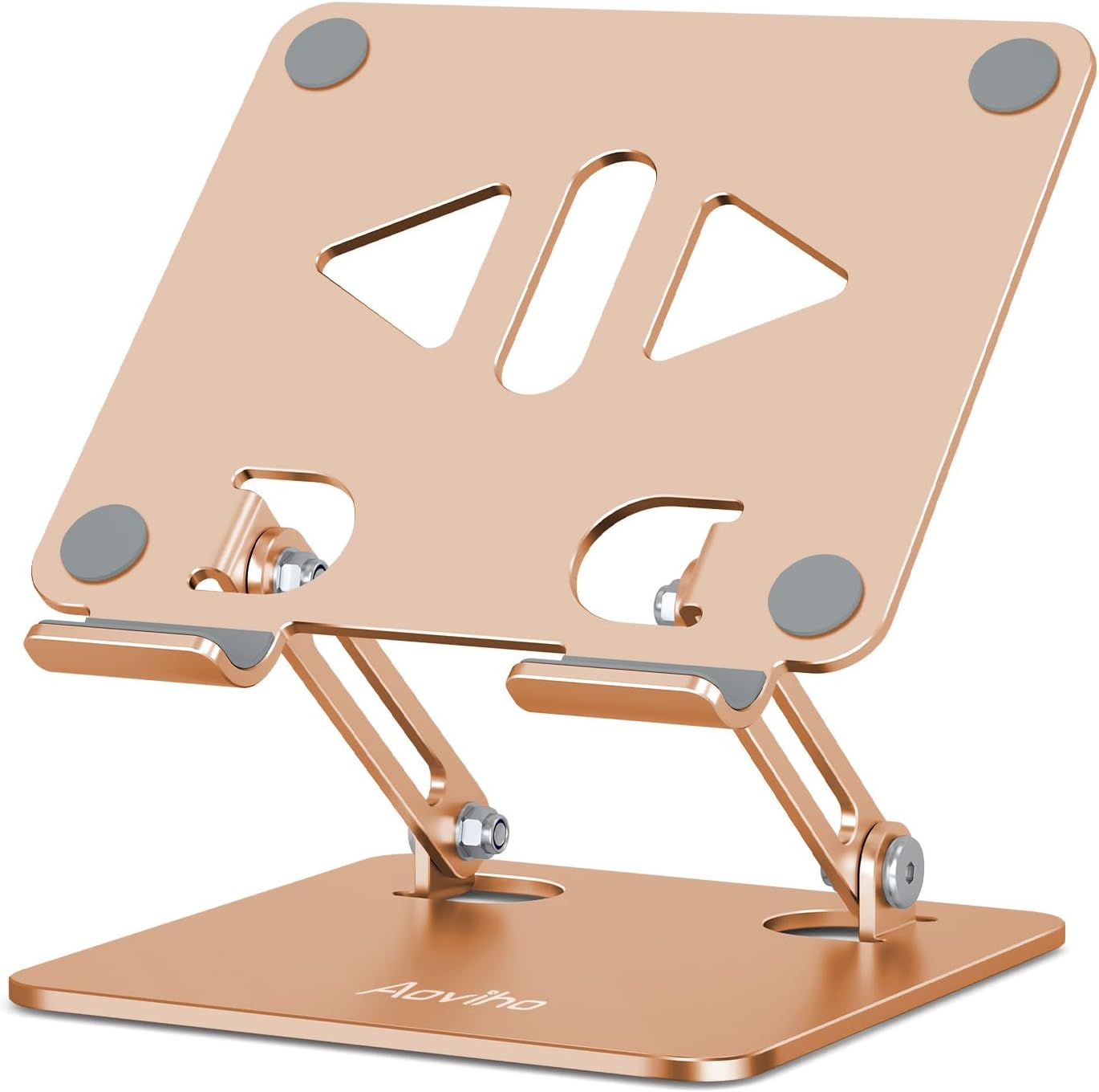 Aoviho Tablet Stand Holder for Desk, Adjustable Aluminum Desk Accessories, Stable Desktop Stand for Office Home,Compatible with iPad Pro Air Mini, Samsung Tablets, Rose Gold