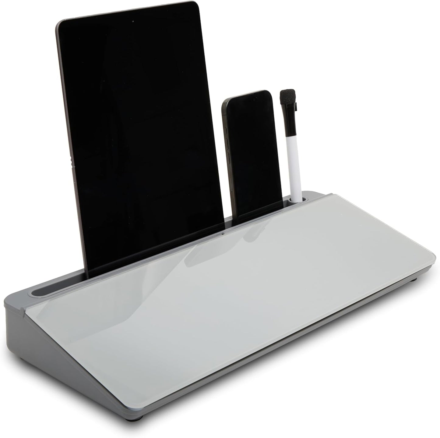 GAROOD Desktop Whiteboard with Storage Desk White Board Desk Board Glass White Board with Stand Home Office Organizer Phone Holder 15.8X7X2 inches