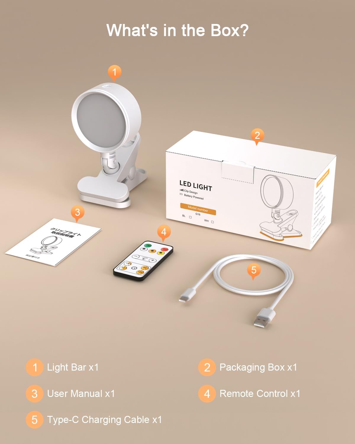 Clip on Light with 5000mAh Rechargeable Battery Operated, Eye Care Reading Light for Bed with 360° Rotation Touch & Remote, USB Clamp Light with 3 Color Modes & Dimmable for Headboard Bedside (white)