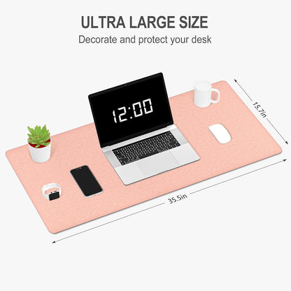 Auhoahsil Felt Desk Mat, Minimalist Large Mouse Pad XXL 35.5 x 15.7 in, Desk Matt for Desktop, Keyboard, Laptop, Computer, Office, Work from Home, Gaming, White