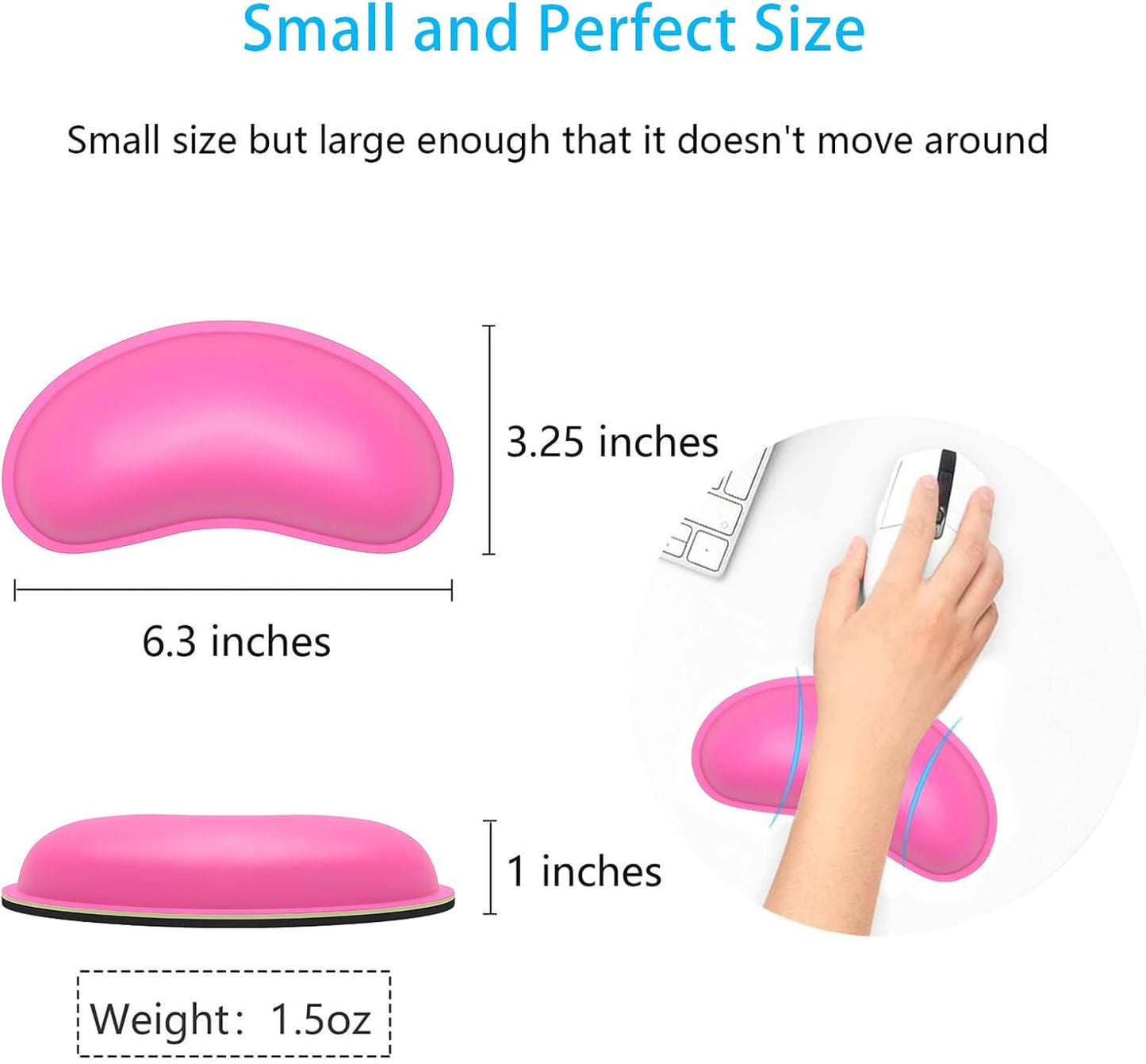 Dapesuom Mouse Wrist Rest, Ergonomic Memory Foam Mouse Wrist for Computer Desk Mats Support, PU Leather Hand Rest Pad Cushion for Gaming, Laptop, Men, Women, Pain Relief & Easy Typing, Black
