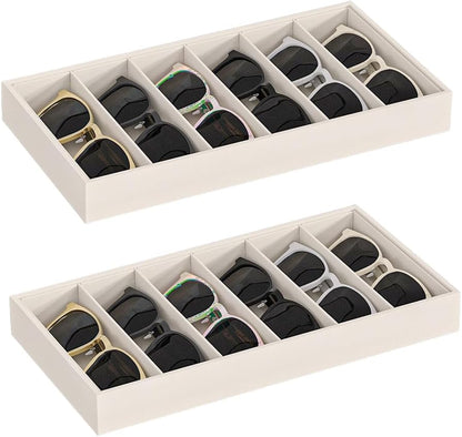 Sunglass Organizer Tray,Eyeglass Storage for Multiple Glasses,Jewelry and Sunglasses Drawer Organizer (Beige 2)
