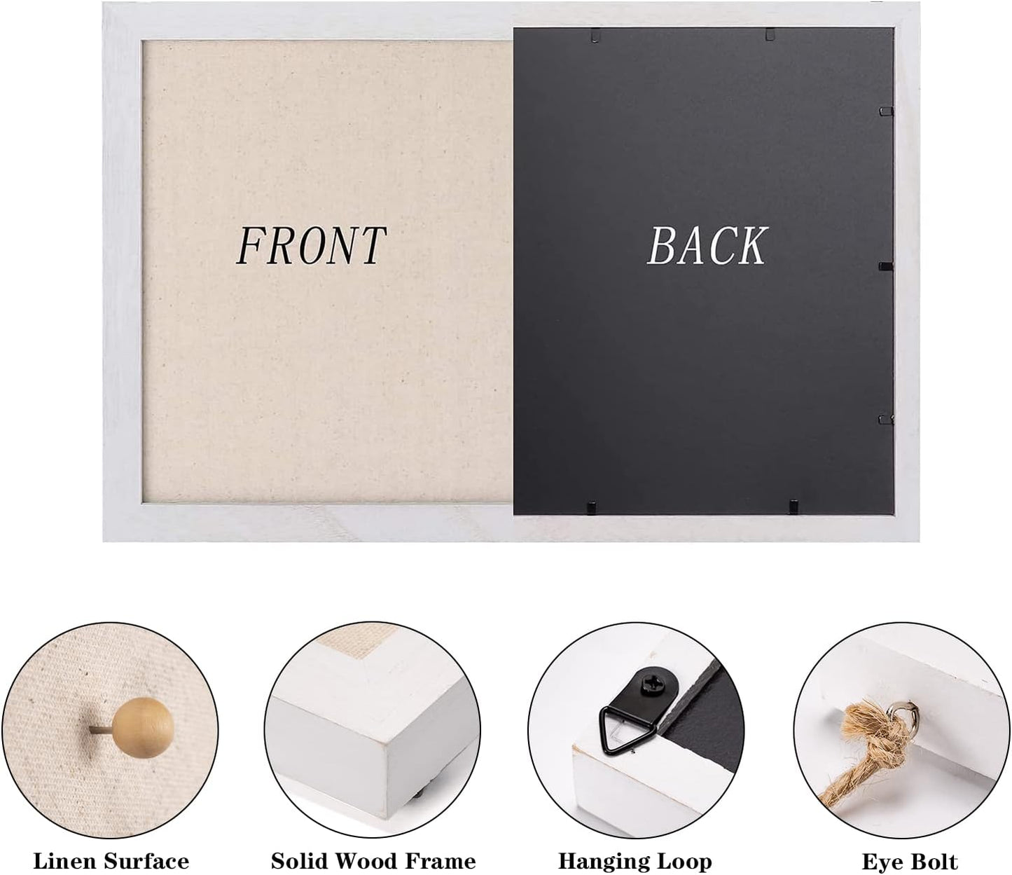 Emfogo Cork Board Vision Board, 16 "x11 White Linen Cork Boards for Walls with Frame, Pin Board Bulletin Board for Home Kitchen School Office Decor