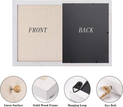 Emfogo Cork Board Vision Board, 16 "x11 White Linen Cork Boards for Walls with Frame, Pin Board Bulletin Board for Home Kitchen School Office Decor