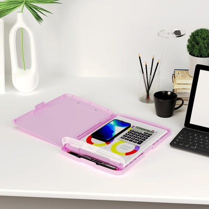 Piasoenc Clipboard with Storage, 8.5 x 11 Organization Box with Pen Holder and A4 Legal Paper Folder, Folio & Side-Opening, Low Profile Clip,for Nurses,Teachers, Size 14 x 9.6 x 1.2 in, Black
