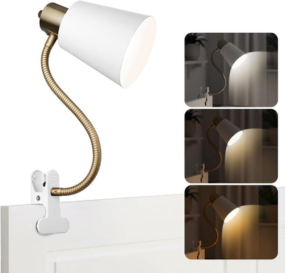 Desk lamp Eye-Caring Table Lamps, 360°Rotation Gooseneck Clip on Lamp Reading Light Portable Reading Book Light Clamp Study Desk Lamps for Bedroom and Office Home Lighting (Black)