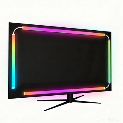 RGB Monitor Backlight with Screen Sync for 32 Inch Screens, Dual USB Powered LED Ambient Lighting Kit, Music Rhythm & Dynamic Modes, Immersive Bias Lighting for Home Office Gaming (4 Sides - 32 inch)