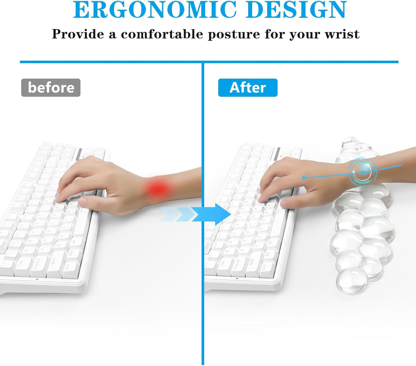 Gel Cloud Keyboard and Mouse Wrist Rest, Cute Wrist Support and Arm Support Keyboard Rest for Keyboard and Mouse Typing Pain Relief，Suitable for Office/Computer/Laptop/Gaming（White）