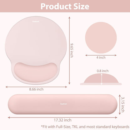 Sushret Mouse Pad and Keyboard Wrist Rest, 3-in-1 Gel Memory Foam Ergonomic Mouse Pad with Wrist Rest Set,Gaming Mousepad Arm Cushion Support for Computer Office Desk Accessories Cute Setup,Sage Green