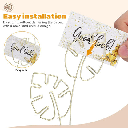 NUOBESTY Gold Card Clip Holder Turtle Leaf Shapes Photo Display Stand Memo Note Message Cards Display Pick Stand for Home Party