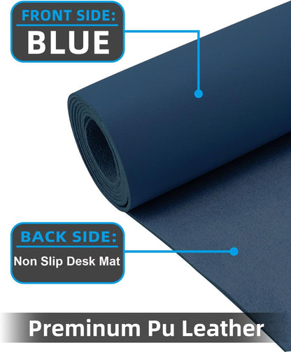 Leather Desk Pad Protector, Office Desk Mat, Large Mouse Pad, Non-Slip PU Leather Desk Blotter, Laptop Desk Pad Desk Accessories for Office and Home (Black, 40" x 17")