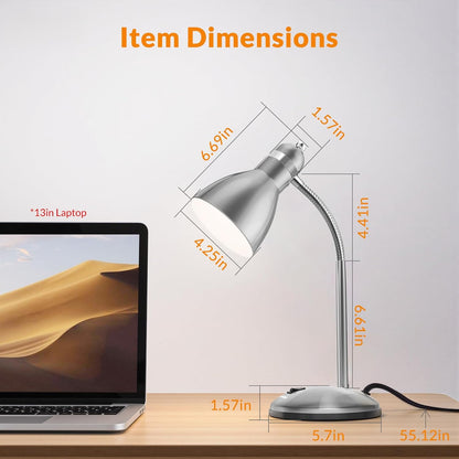 LEPOWER Metal Desk Lamp, Eye-Caring Table Lamp, Study Lamps with Flexible Goose Neck for Bedroom, Home Office (Matte Black)