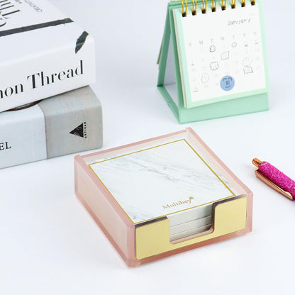 MultiBey Gold Sticky Notes Holder Clear Acrylic Memo Pad Dispenser Post it Note Holder Desk Supplies Organizer Accessories for Office Home Schools (Gold)