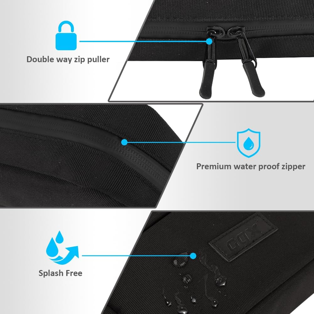 GOX Cable Organizer Travel Bag, Water Resistant Electronic Accessories Case, All-in-One Tech Storage Pouch for Chargers, Cords, Batteries,Phone, Hard Drive & Power Bank, Black