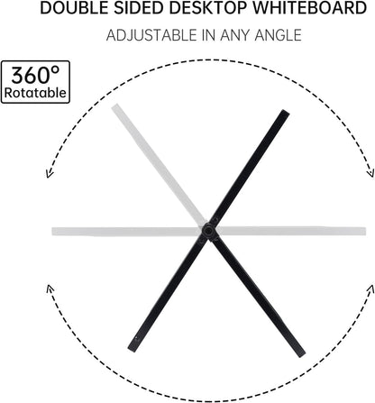 TSJ OFFICE Small White Board - 12 X 16 Inches Small Magnetic Dry Erase Board with Hooks for Wall, Desktop Whiteboard Stand 360 Degrees Revolving Double Sided for Office, Home, School, Silver