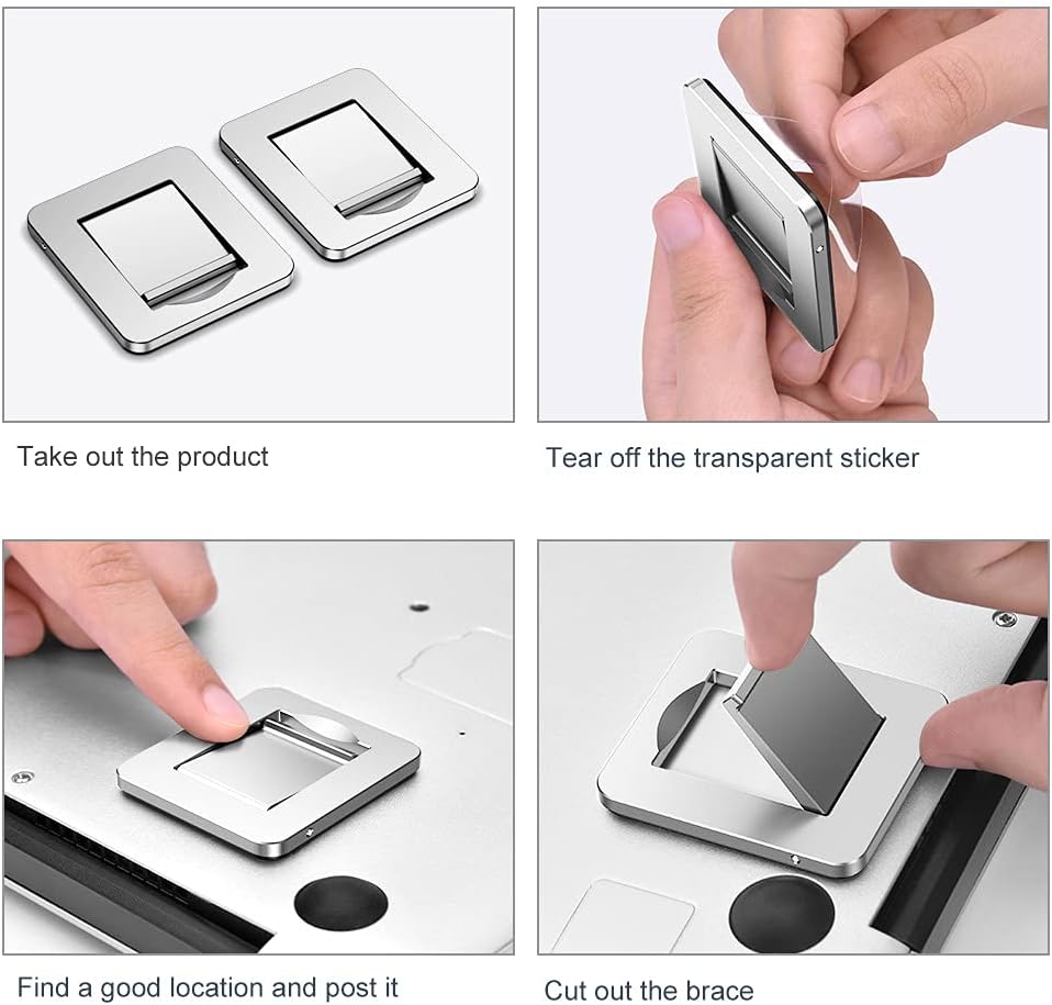 OATSBASF Mini Laptop Stand, Retractable Computer Stand, Portable Notebook Holder, Foldable Invisible Design Cooling Office Universal Non Slip, for MacBook Pro Air iPad Pro Air Surface Tablets (Silver)