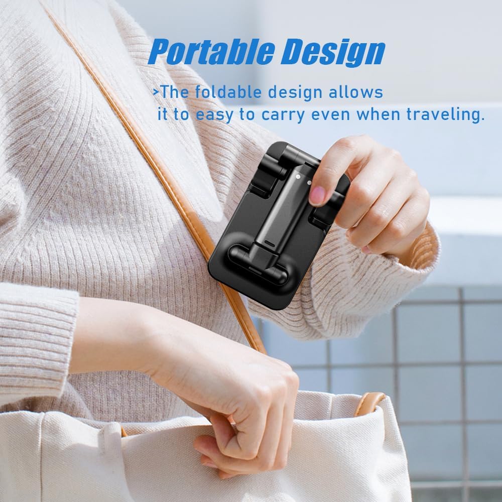 Phone Stand, PhoneHolder for Desk Anti-Slip Cute OfficeAccessories Forldable Cell PhoneHolder Compatible with iPhones, AllMobile Phones, White-Silver, Pro