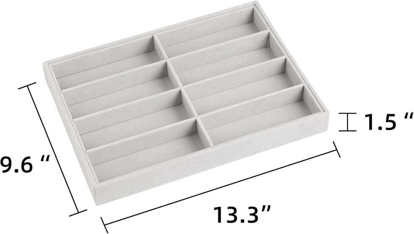 Frebeauty Sunglass Organizer,Velvet Glasses Organizer,8-Slot Sunglasses Tray for Drawer, Men's/Women's Sunglasses Box, Glasses Holder for Watch Stackable Eyeglass/Eyewear Display Tray(Beige)