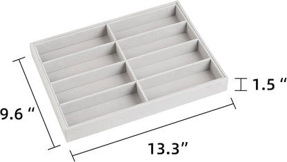 Frebeauty Sunglass Organizer,Velvet Glasses Organizer,8-Slot Sunglasses Tray for Drawer, Men's/Women's Sunglasses Box, Glasses Holder for Watch Stackable Eyeglass/Eyewear Display Tray(Beige)