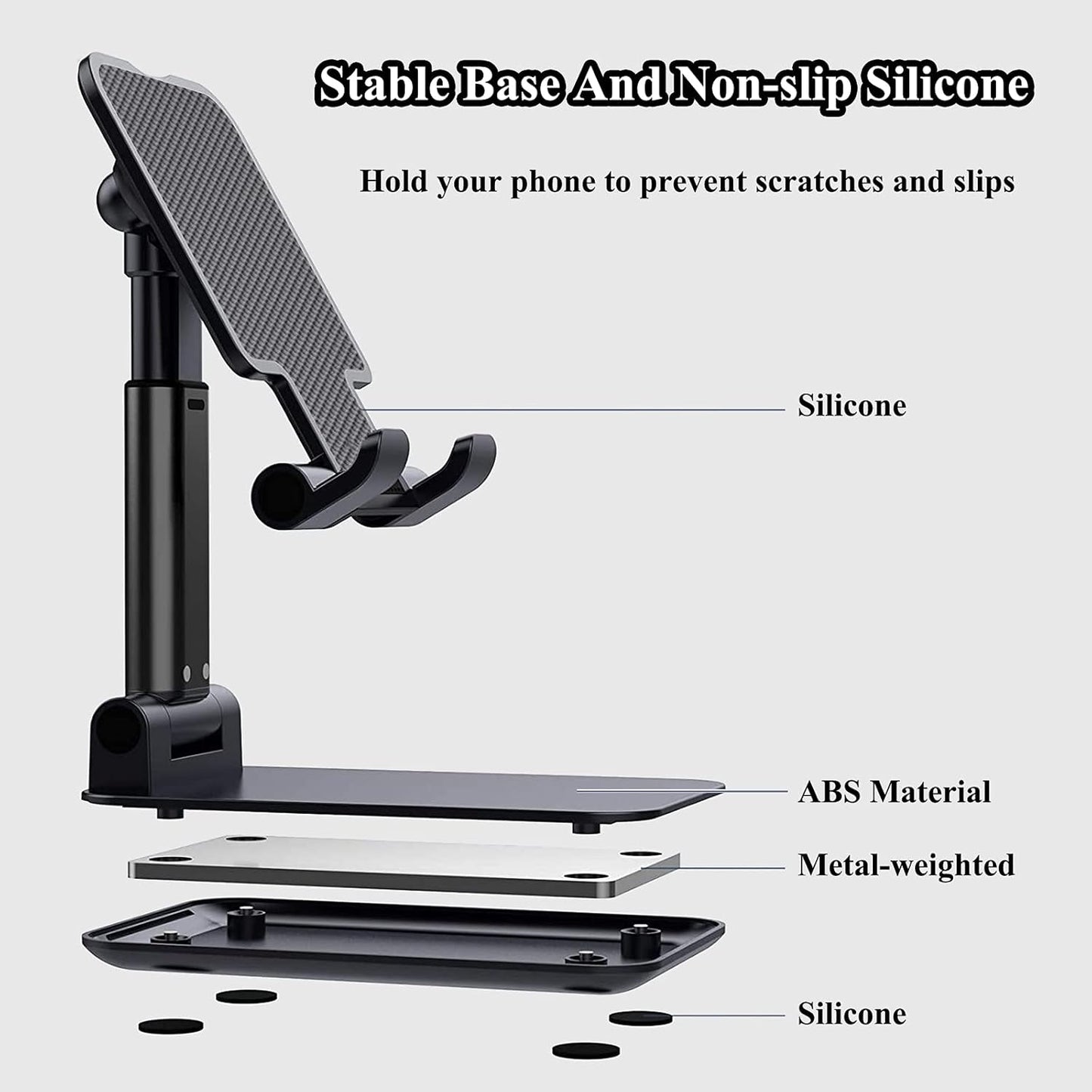 Meetuo 2 Pcs Cell Phone Stand, Adjustable Angle Height Phone Stand for Desk, Fully Foldable/Portable Phone Holder, Compatible with iPhone 17/16/15/14/13/12/Smartphones