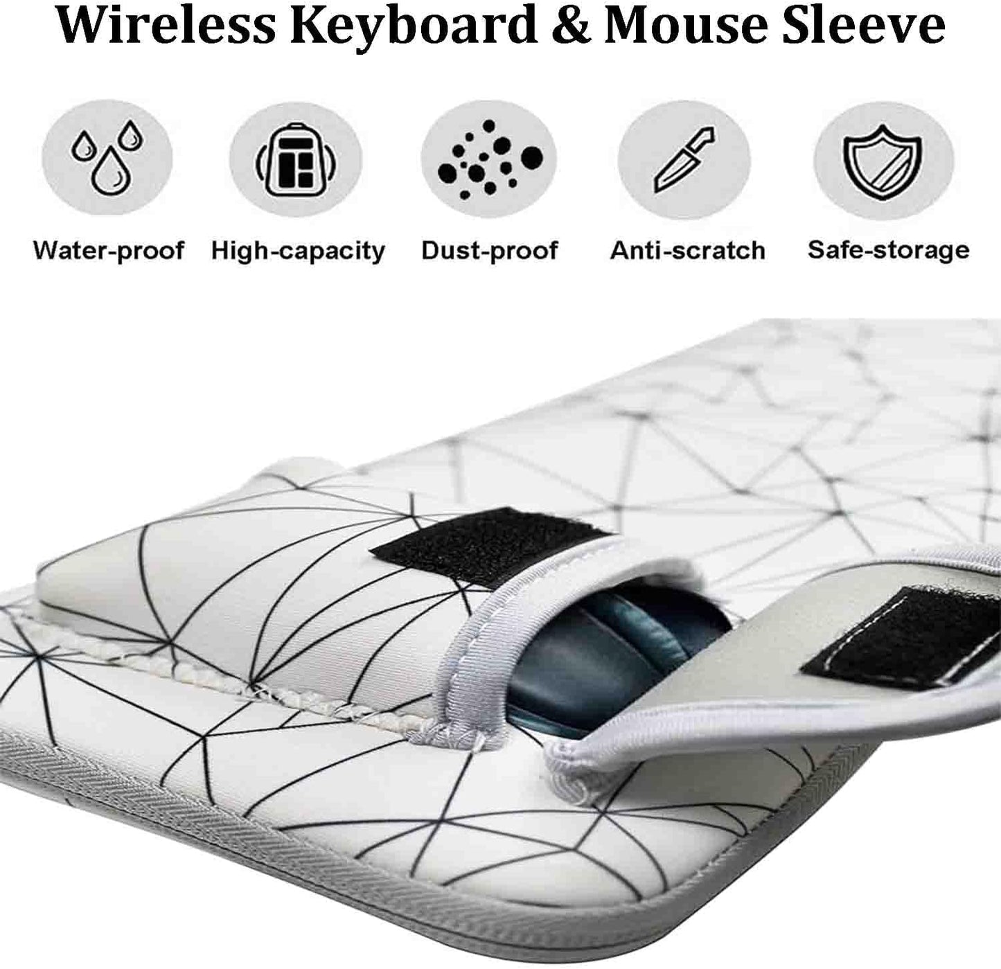 Wireless Keyboard Mouse Sleeve Travel Case Neoprene Shockproof Protective Keyboard Case for Logitech MK270 Wireless Keyboard And Mouse Combo (Black)