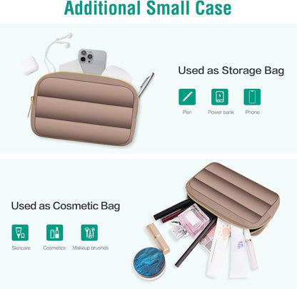 MOSISO Laptop Case 13.3 inch,13-13.3 inch Puffy Laptop Sleeve Compatible with MacBook Neo/Air 13.6 M5 M4 M3 M2 M1/Pro 13/14,HP Dell ASUS Lenovo,Polyester Horizontal Bag with Small Case, Sand