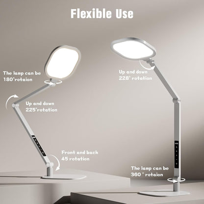 LitONES LED Desk Lamp for Home Office, 15W Desk Light with CRI >95, Memory & Timer Function, 1200LM Dimmable Computer Light for Video Calls, Conference, Reading, Study (White)