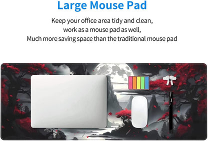 Japanese Mouse Pad, Large Japanese Desk Mat, XL Anime Gaming Keyboard Mat, Non-Slip Rubber Base, Big Extended Desk Protector for Home Office, 31.5”x11.8”