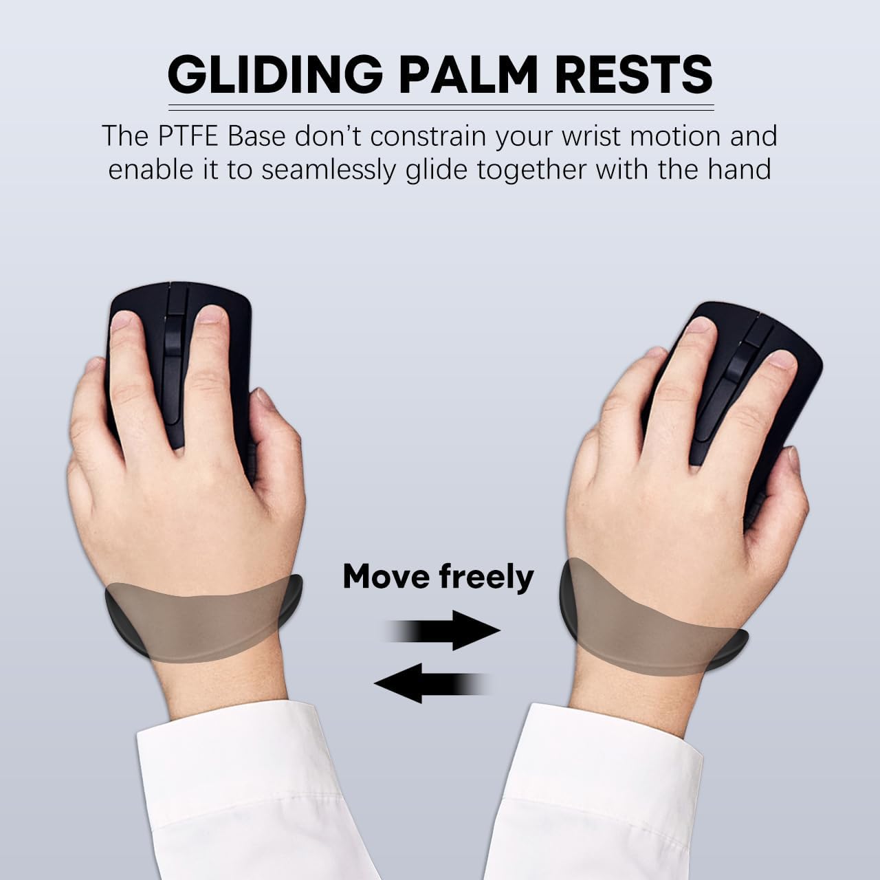 JIKIOU Right-Handed Truly Ergonomic Wrist Rest for Mouse 2 Pack, Carpal Tunnel Support, Pain Relief, Anti-Fatigue, Easy Glide, Office Computer Laptop Gaming Black