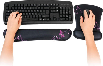 RICHEN Keyboard Wrist Rest Pad and Mouse Wrist Rest Support Mouse Pad Set,Sturdy & Comfortable & Lightweight for Easy Typing & Pain Relief-Ergonomic Support (Brown)