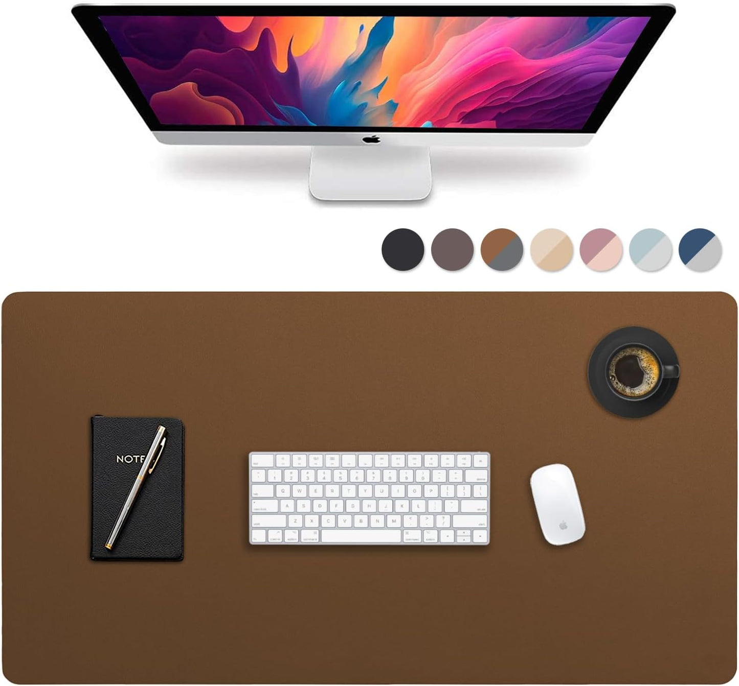 Leather Desk Pad 36" x 20", Vine Creations Office Desk Mat Waterproof Black - Premium Quality - Smooth Mouse Writing Surface - Maximum Protection Dual-Sided Pu Leather Blotter for Desk Office/Home