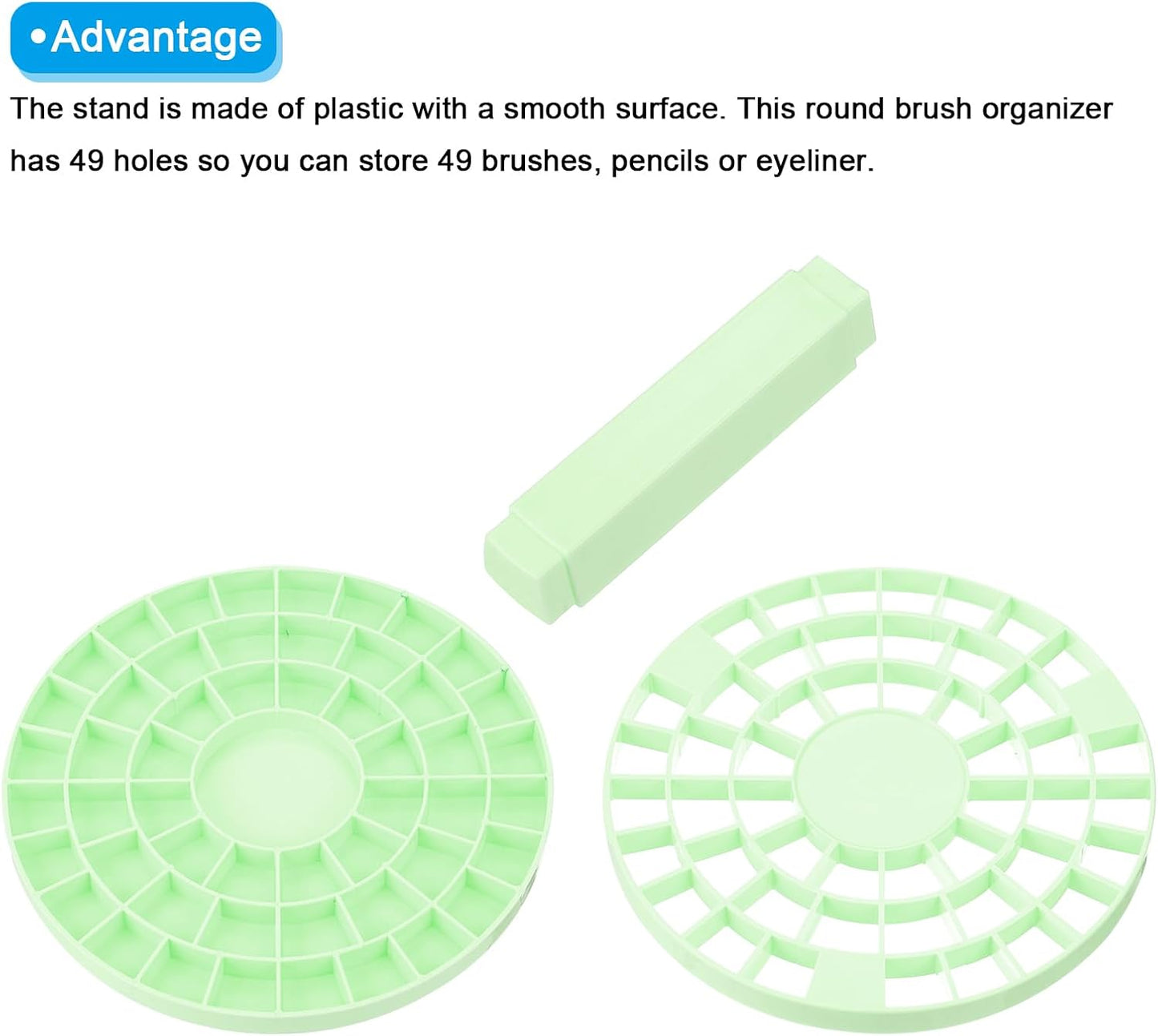 PATIKIL 1pcs White Minimalist Plastic Paint Brush Holder, 49 Holes Round Artist Desk Makeup Pencil Organizer