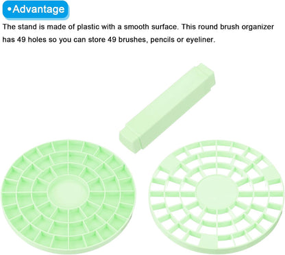 PATIKIL 1pcs White Minimalist Plastic Paint Brush Holder, 49 Holes Round Artist Desk Makeup Pencil Organizer