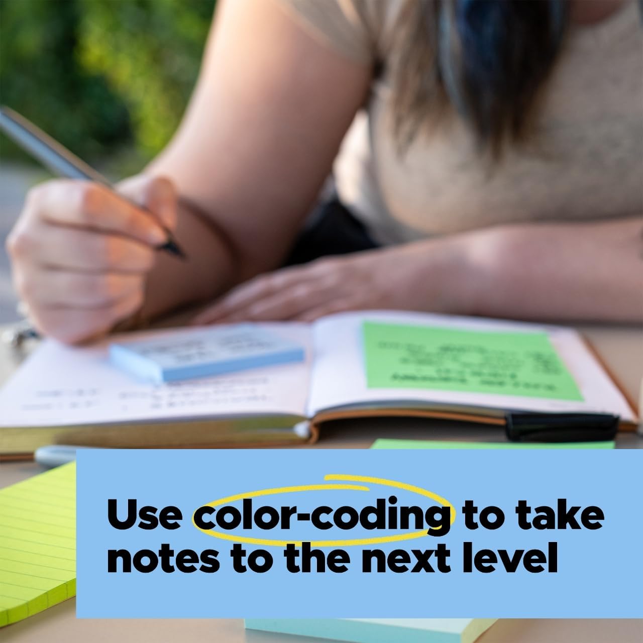 Post-it 100% Recycled Paper Super Sticky Notes, 3 in. x 3 in., 5 Pads, 70 Sheets per Pad, Wanderlust Pastels, School Supplies and Office Products