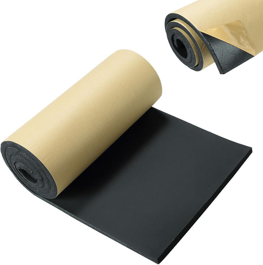Sponge Neoprene Foam Rubber Sheet with Adhesive, 1/4" T x 12" W x 54" L, 4.5 Sqft for DIY Padding, Gaskets, Weatherproofing, Soundproofing, Vibration Dampening, Sponge Neoprene Foam Rubber Sheet