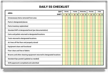 Daily 5S Checklist Whiteboard 36" x 24"