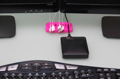 Desktop Cable Organizer, Weighted, Eco-Friendly Silicone, No Bad Smell, Bundled with 4 Reusable Cable Ties (Black)