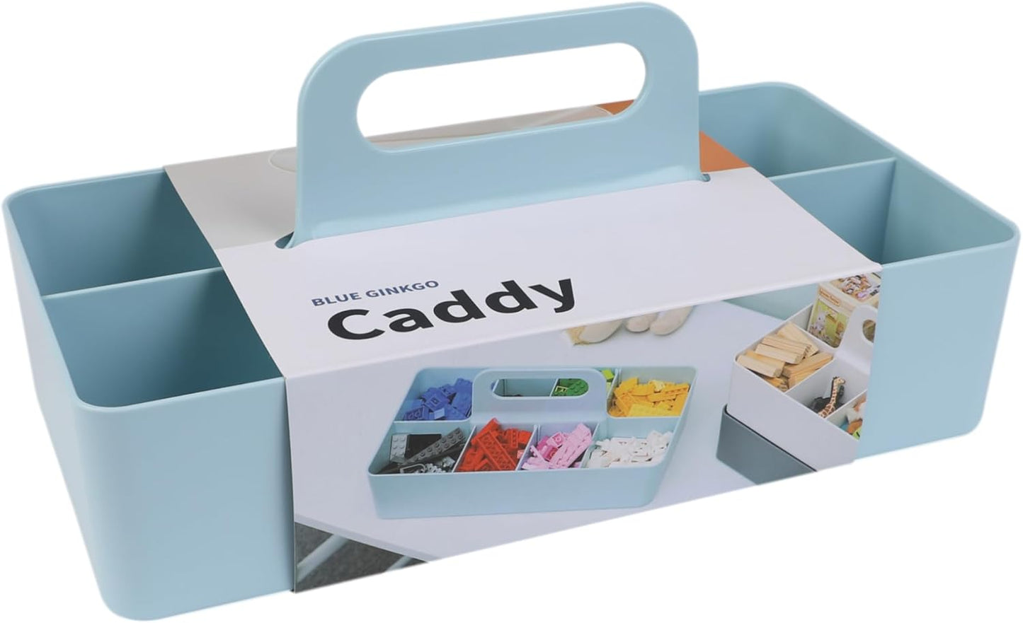 BLUE GINKGO Stackable Organizer Caddy – Korean-Made Portable Tote for Bathroom, Office, Crafts, or School Supplies (Rectangle, White)