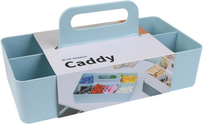 BLUE GINKGO Stackable Organizer Caddy – Korean-Made Portable Tote for Bathroom, Office, Crafts, or School Supplies (Rectangle, White)