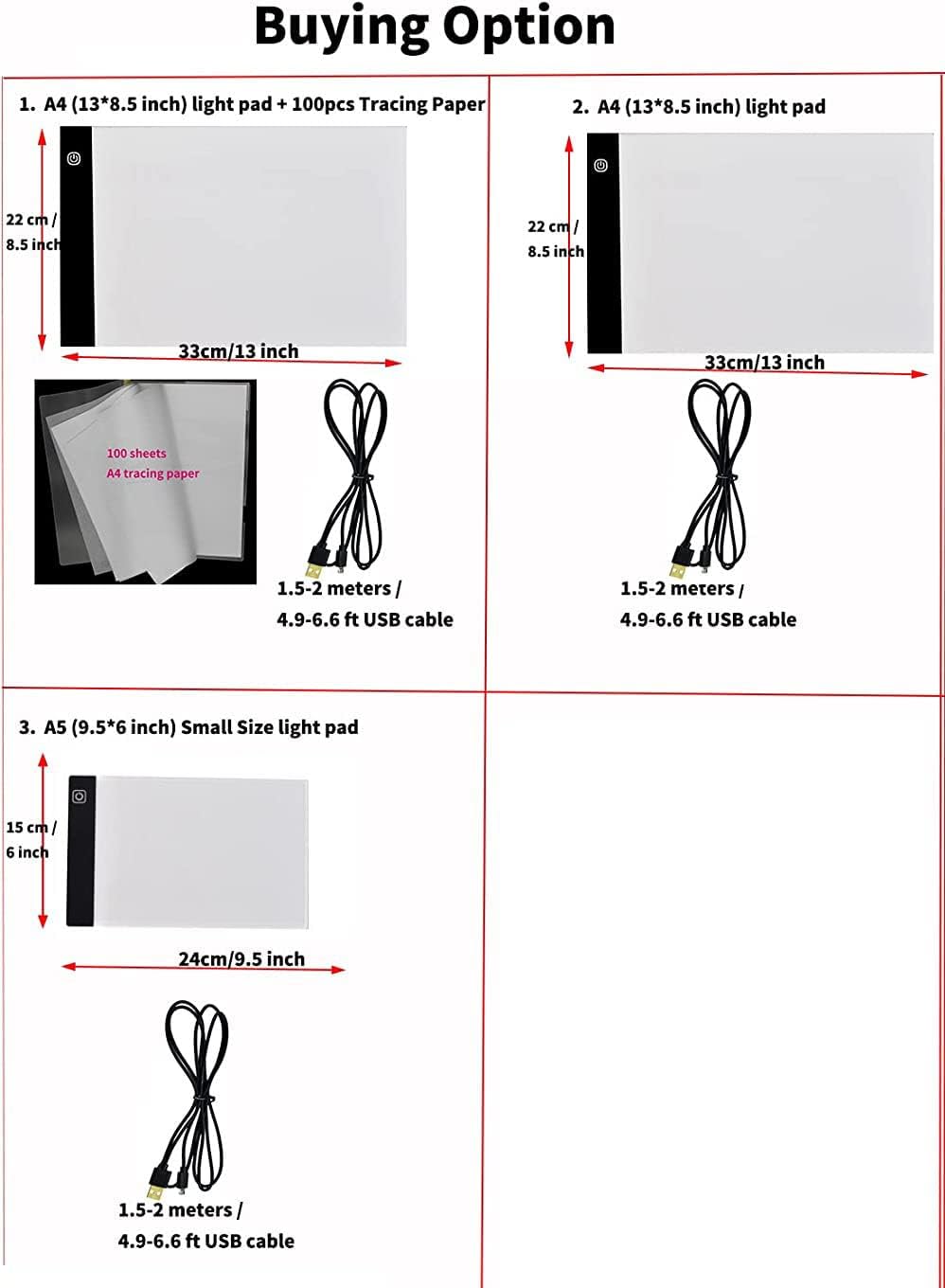 Generic Small Light Box for Tracing, Drawing, Painting, Diamond Art, Weeding Vinyl, LED Tracer Pads, Artists Light Boxes, Bright Drafting Lightpad, Lightboard, Tablet