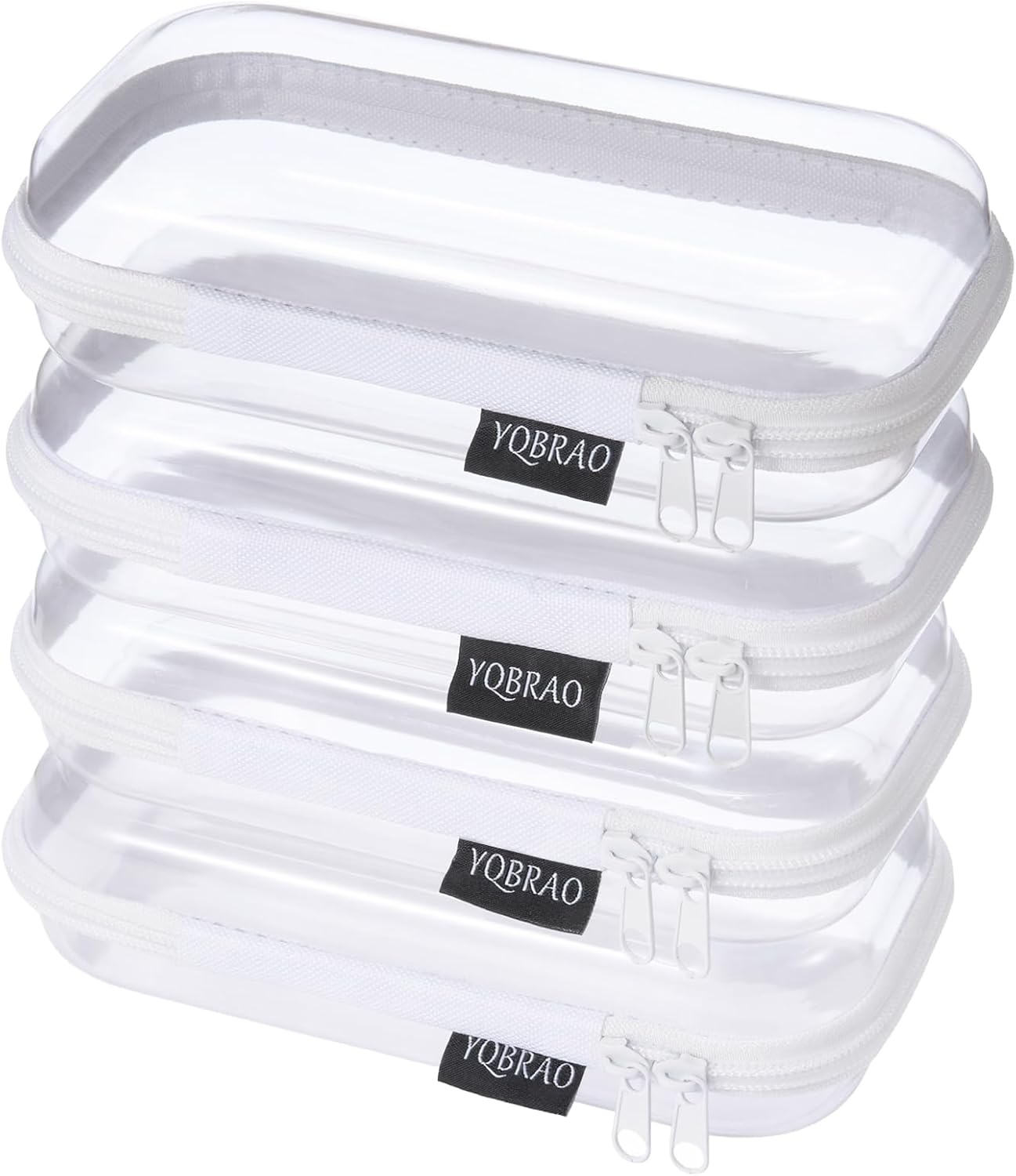YQBRAO 6 Pack Clear Hard Shell Zipper Case, 1.2mm Heavy Duty Crush-Proof Diaper Bag Organizer Pouches, TSA Approved Travel Makeup Bag for Toiletries & Electronics, (2L, 2M, 2S) Multi-Size Storage Set