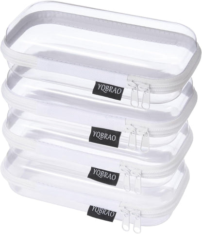 YQBRAO 6 Pack Clear Hard Shell Zipper Case, 1.2mm Heavy Duty Crush-Proof Diaper Bag Organizer Pouches, TSA Approved Travel Makeup Bag for Toiletries & Electronics, (2L, 2M, 2S) Multi-Size Storage Set