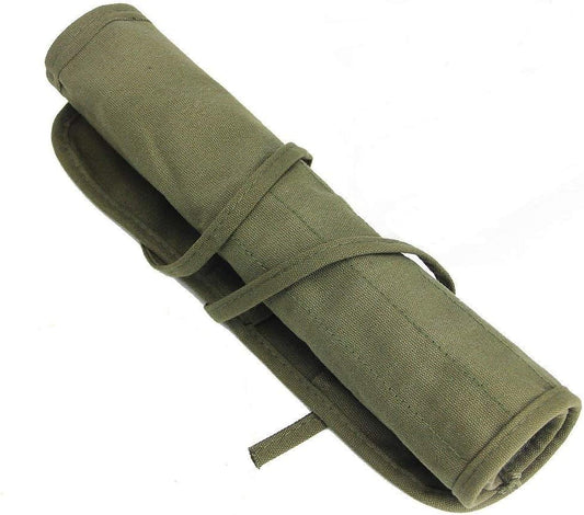 22 Slots Paint Brush Storage for Acrylic Oil Watercolor Brush Roll up Case Army Green Canvas Paint Brush Holder (13 * 15.7IN)