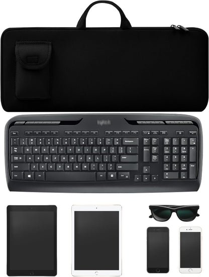 Travel Case for Logitech MK335 Wireless Computer Keyboards Mouse Combo, Neoprene Mouse Pouch and Cable Storage Bag, Keyboard Sleeve for Aula S99 Gaming Keyboard (Black)