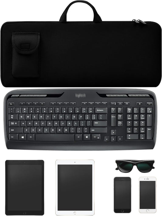 Travel Case for Logitech MK335 Wireless Computer Keyboards Mouse Combo, Neoprene Mouse Pouch and Cable Storage Bag, Keyboard Sleeve for Aula S99 Gaming Keyboard (Black)