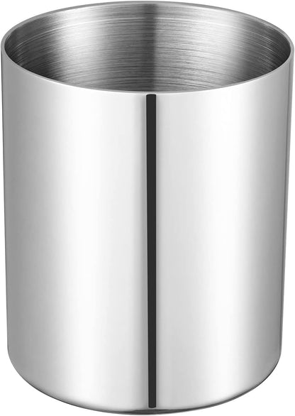 Silver Pen Holder for Desk, SUS304 Stainless Steel Heavy Duty Pen Holder Stand,Cylinder Pencil Holder,Desktop Stationery Organizer