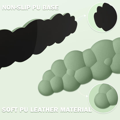 Keyboard Wrist Rest Pad Set, Leaf Shape PU Leather Memory Foam Wrist Cushion Support,Mouse Wrist Rest Pad,Non-Slip Wrist Support for Easy Typing Pain Relief, Green Leaf